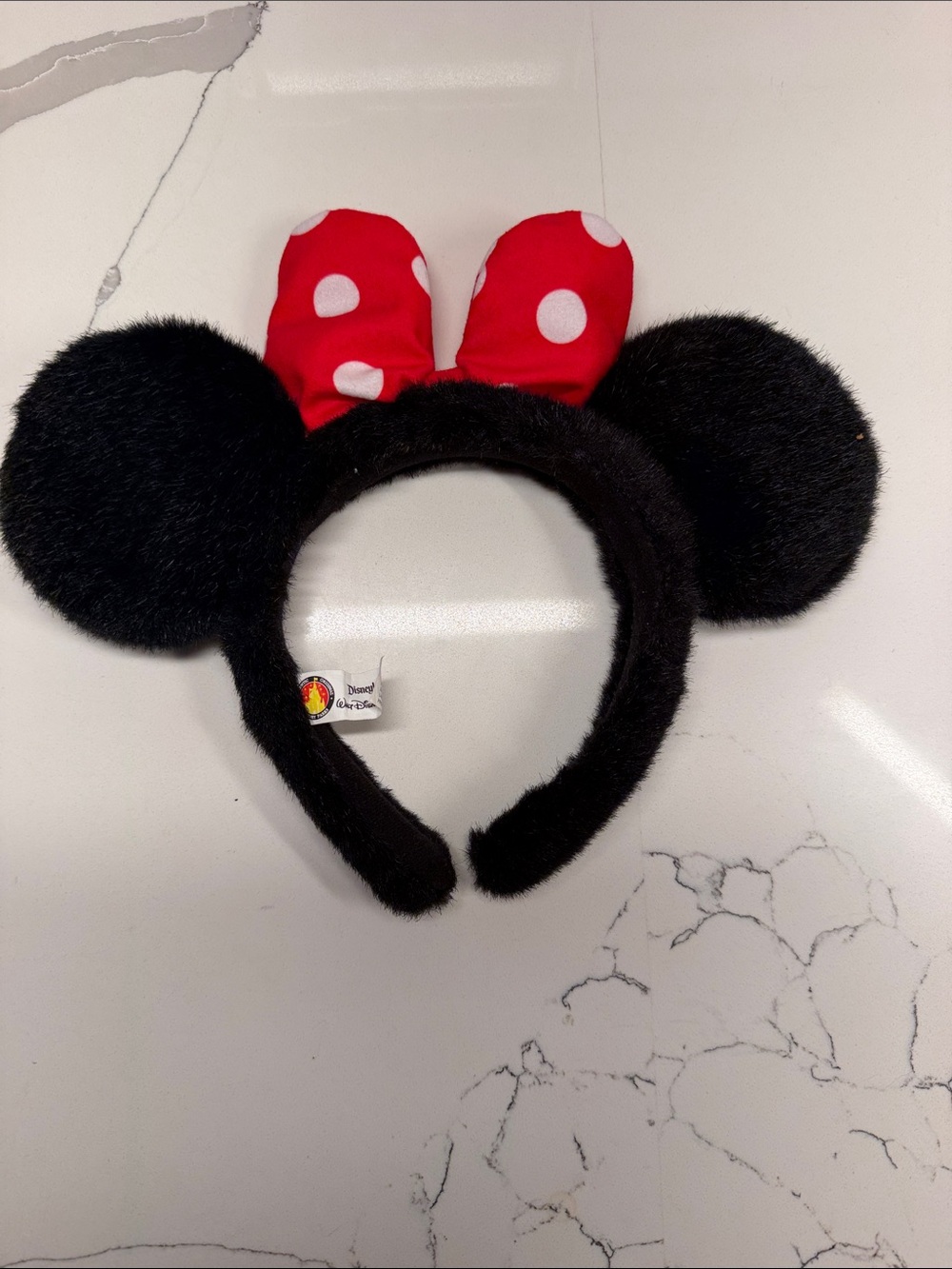 Vintage Kids Minnie Mouse Plush Ears Headband - Black & Red
